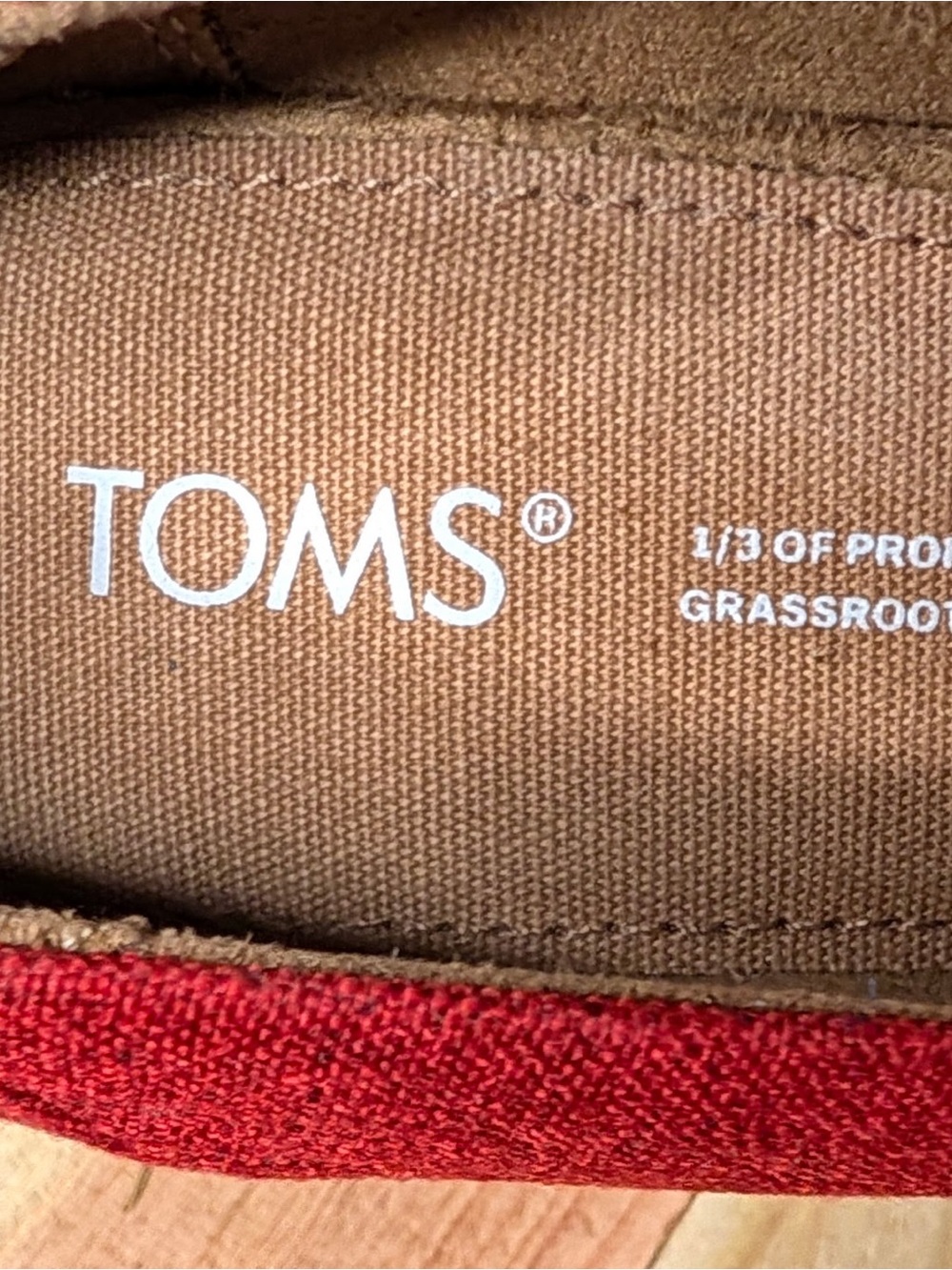 TOMS Red Open-Toe Cork Wedge Espadrilles - Picture 3 of 3